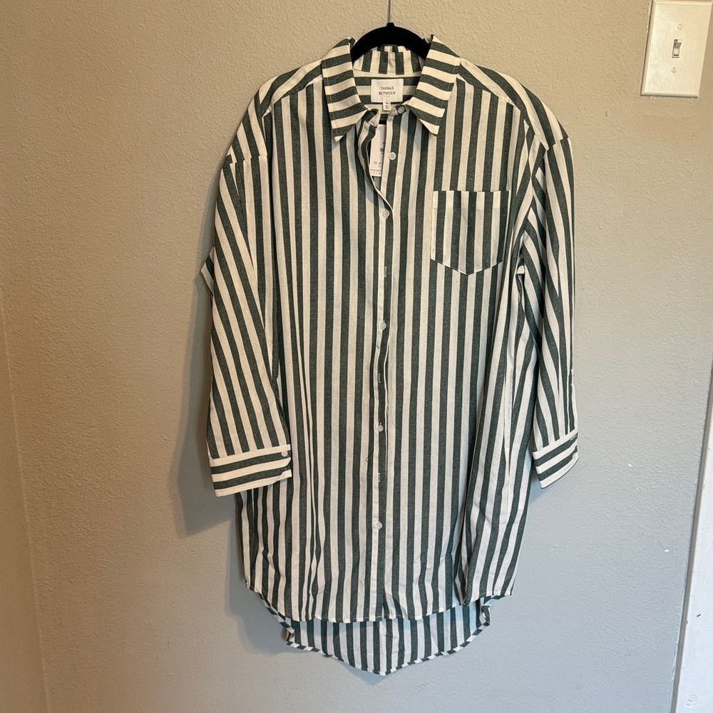 Striped Green and White Women’s house dress